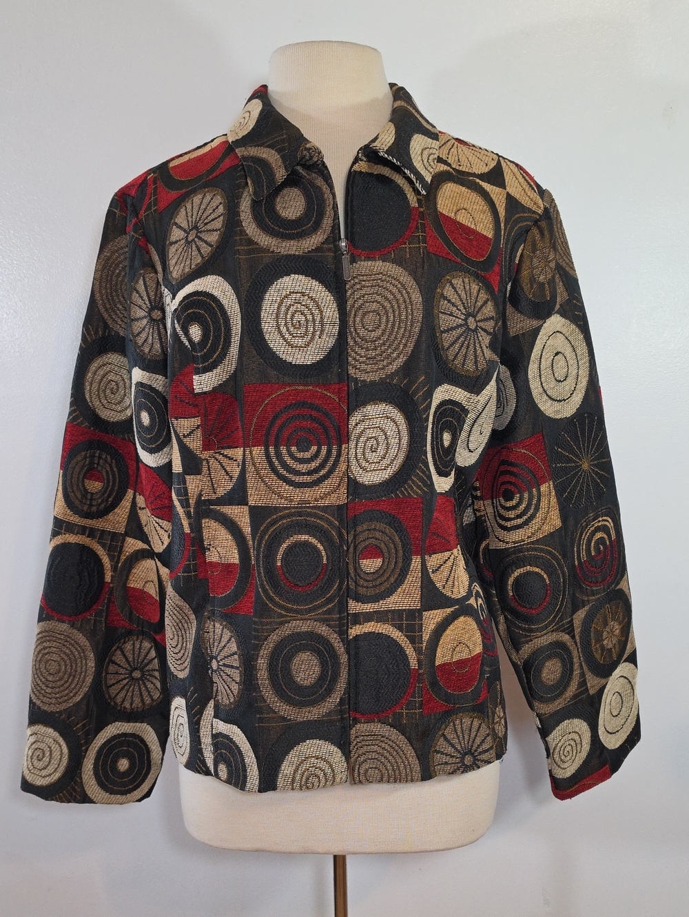 Christopher & Banks Geometric Patterned Zip Front  Jacket XLarge